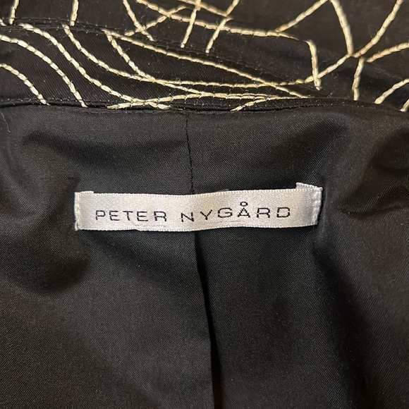 Peter Nygard Embroidered Full Zip Jacket Black Gold Accents, Sz. M/L. - Picture 9 of 9